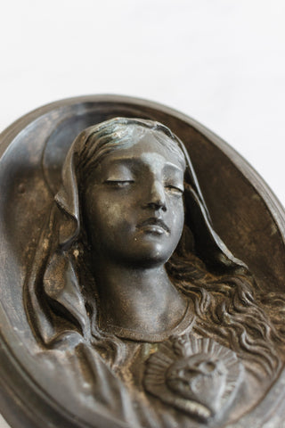 “coeur de marie” bas relief medallion sculpture