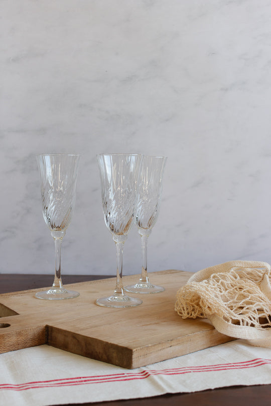 vintage French champagne flutes, set of four