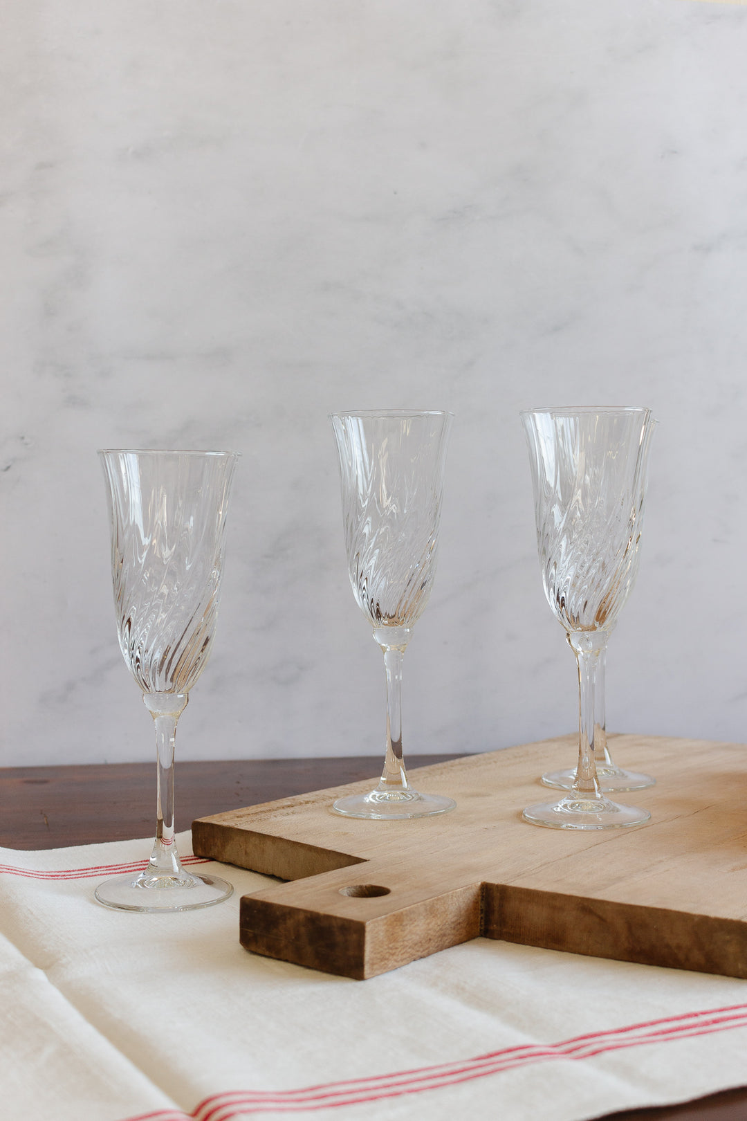 vintage French champagne flutes, set of four
