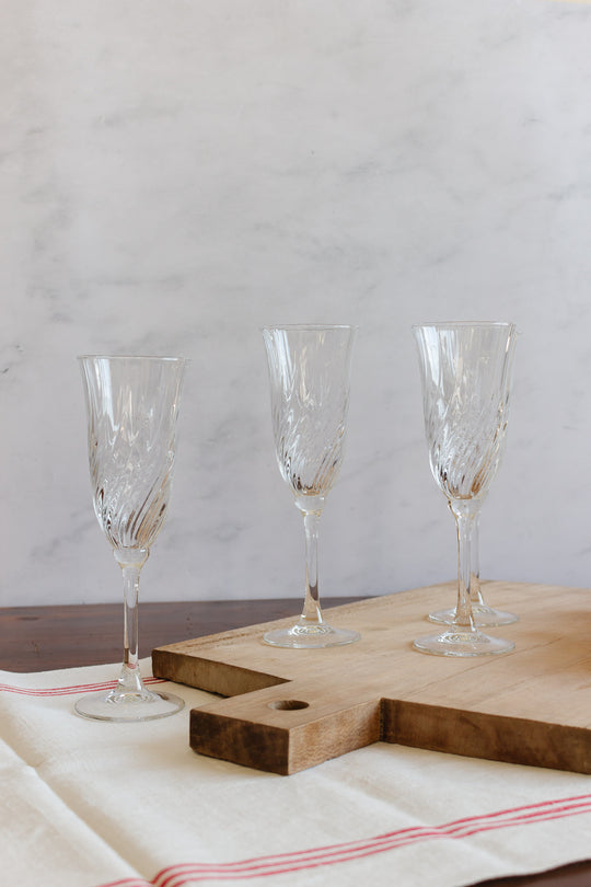 vintage French champagne flutes, set of four