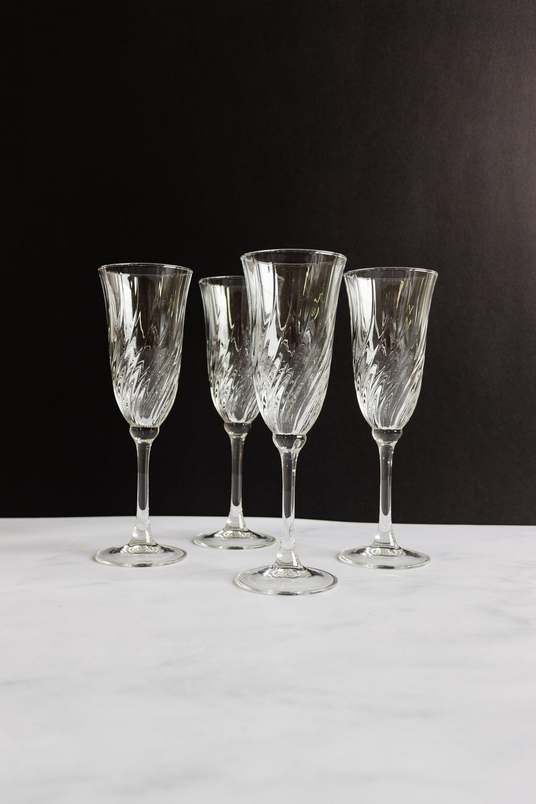 vintage French champagne flutes, set of four