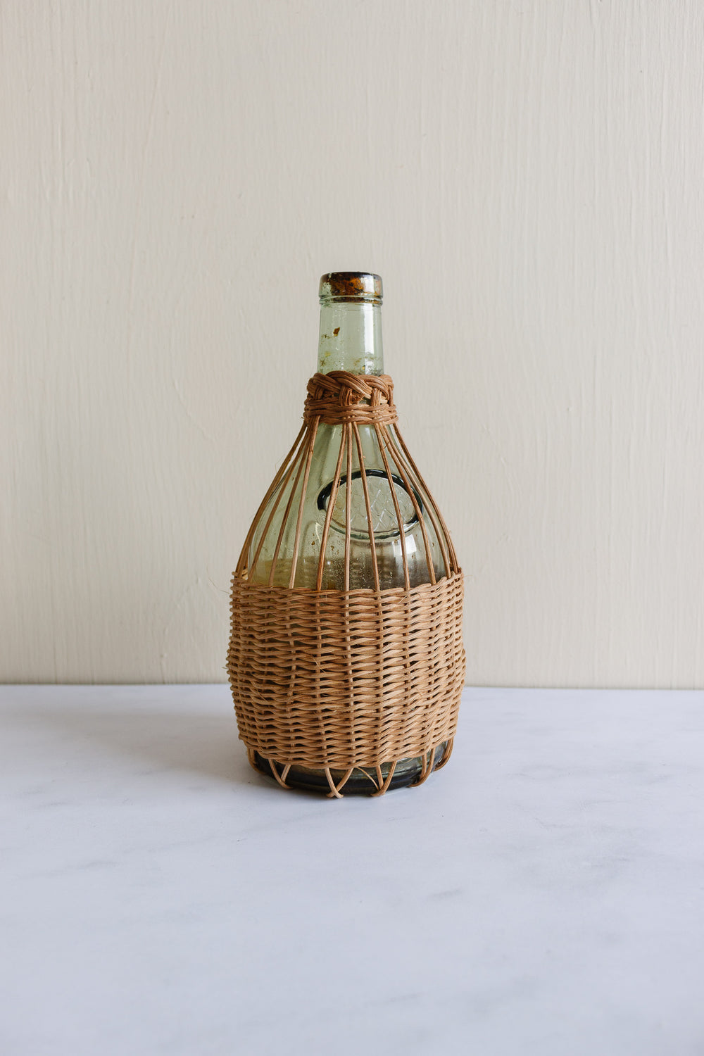 vintage French wicker wrapped bottle