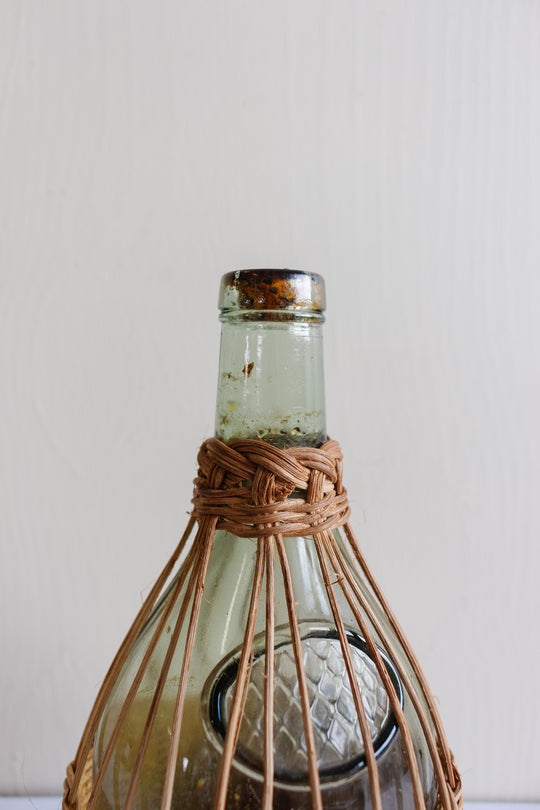 vintage French wicker wrapped bottle