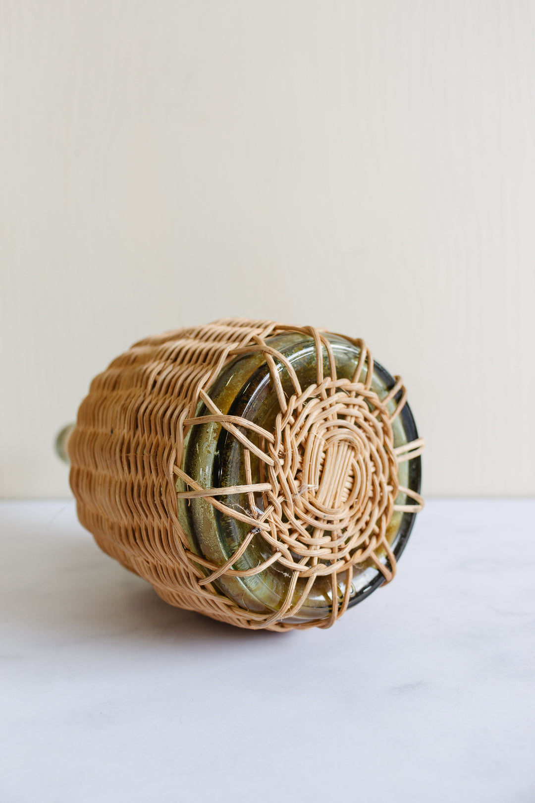 vintage French wicker wrapped bottle