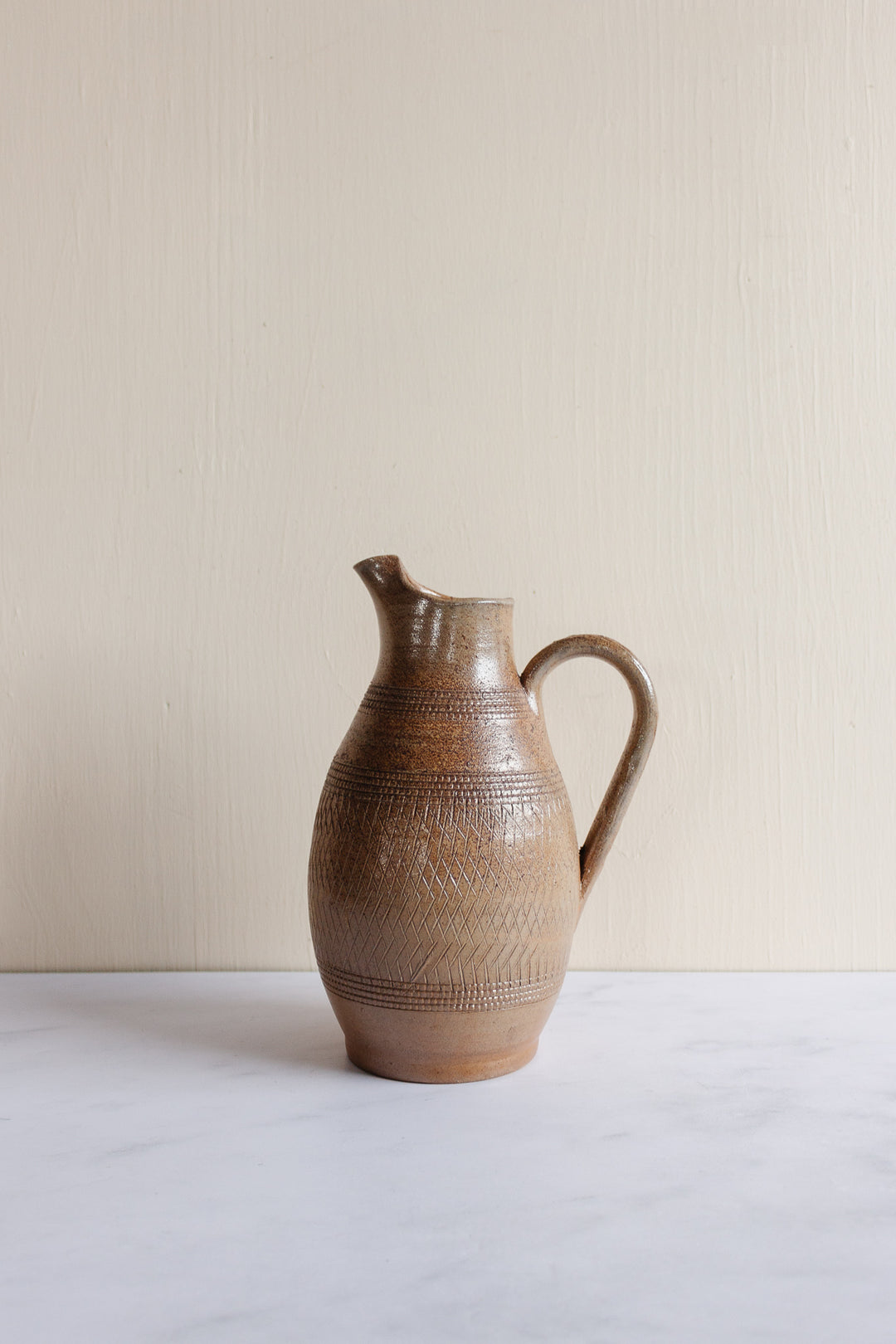 vintage french etched stoneware jug