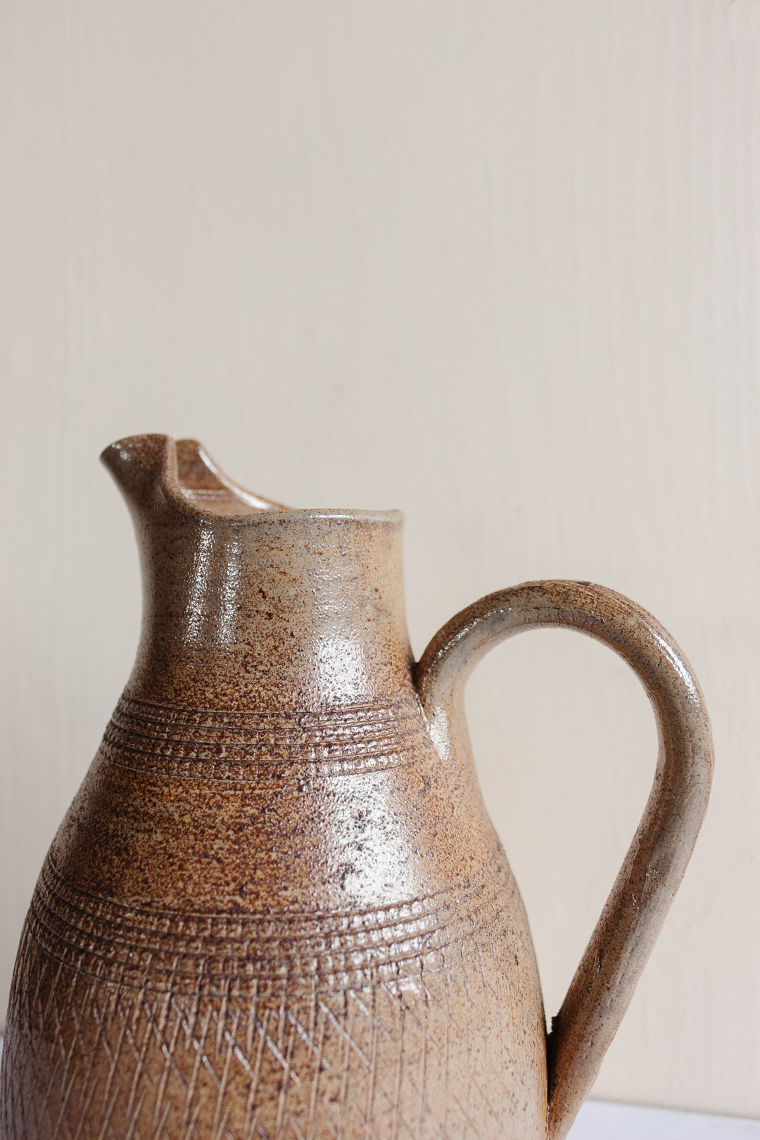 vintage french etched stoneware jug