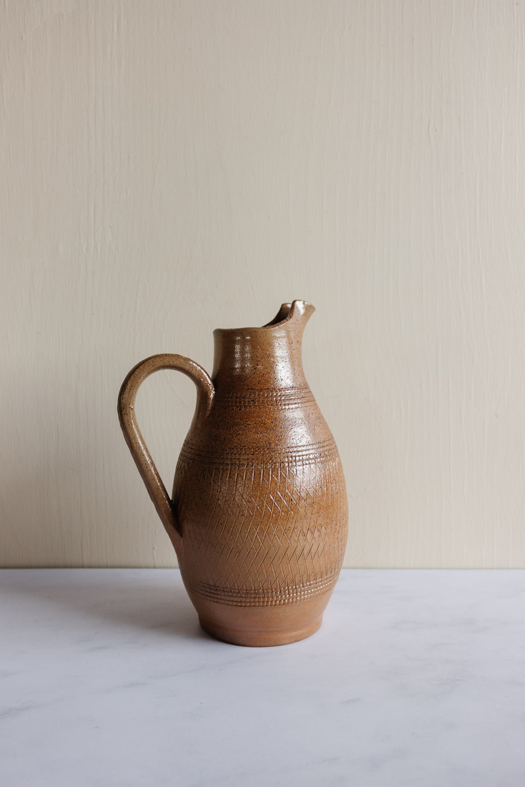 vintage french etched stoneware jug