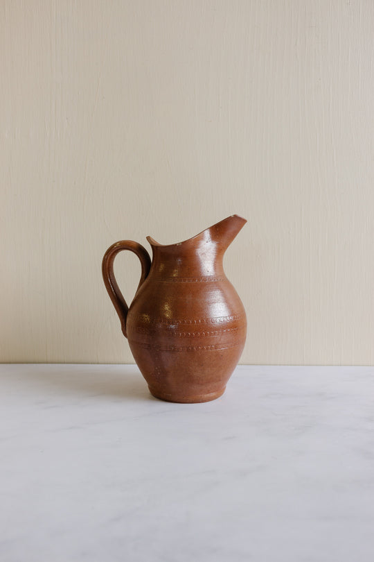 vintage french wide stoneware pitcher