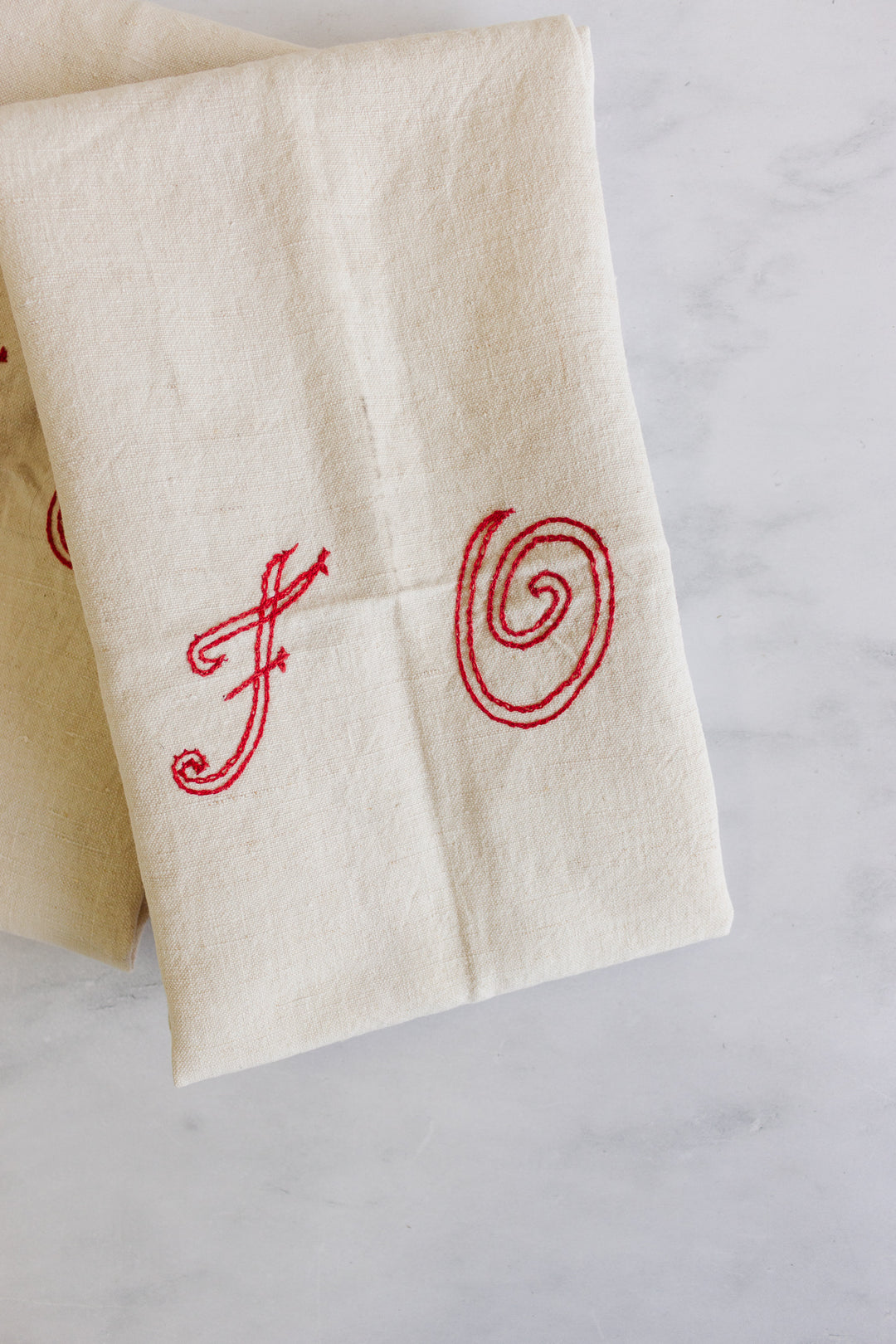 antique French monogrammed kitchen towels, set of 2