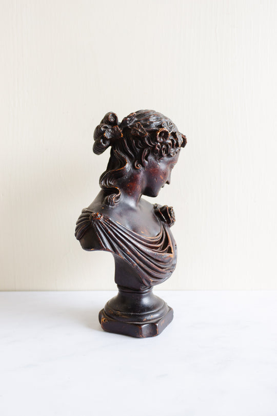 vintage french plaster bust, "perdue dans ses pensées"