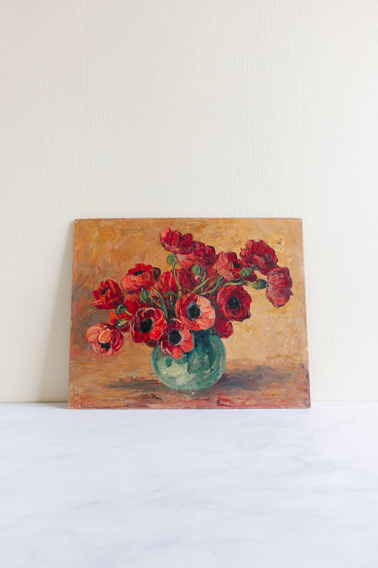 vase vert avec coquelicots