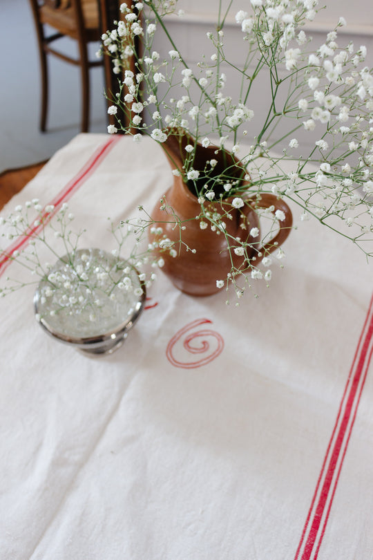 antique French monogrammed kitchen towels, set of 2