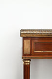 antique marble topped french side table with brass detail