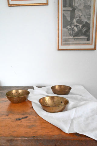 set of 3 vintage french brass catch alls