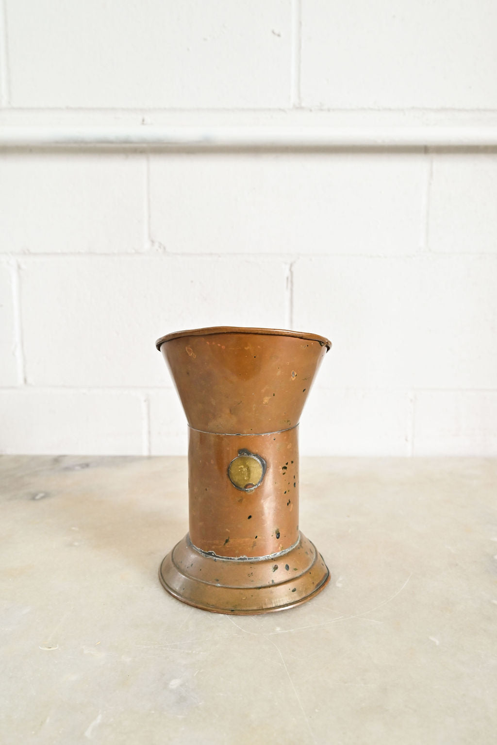 vintage french handcrafted copper measuring tankard