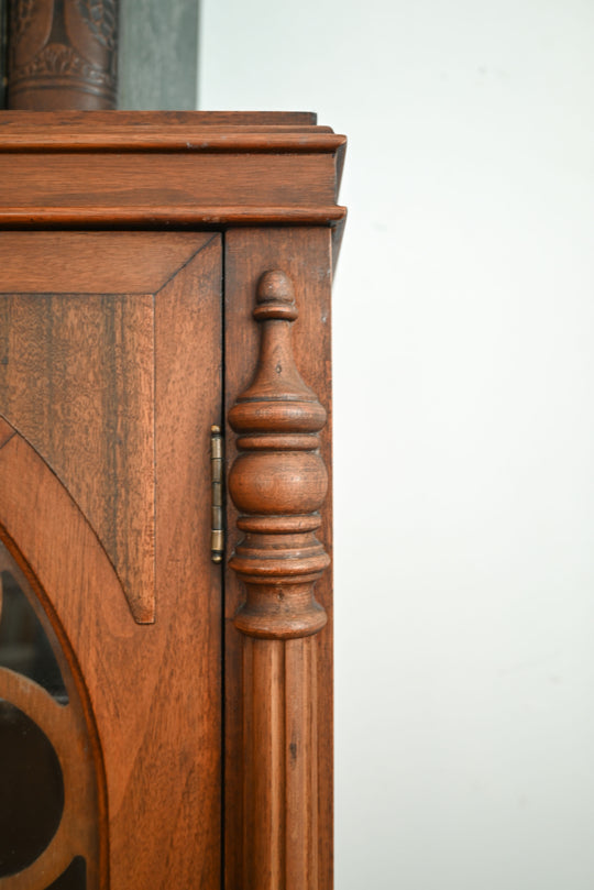 vintage wood cabinet with glass doors