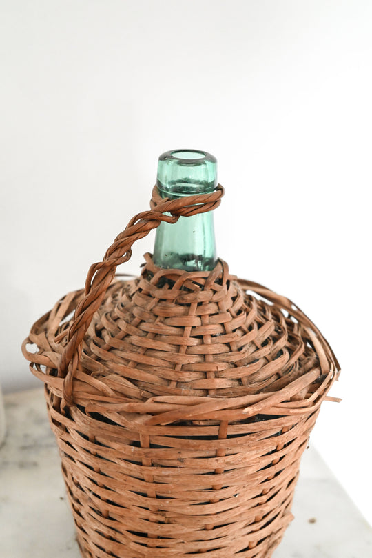 French wicker wrapped demijohns