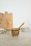 vintage french brass mortar and pestle