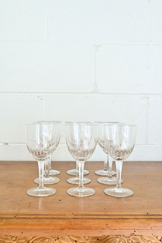 vintage french etched wine glasses, set of 9