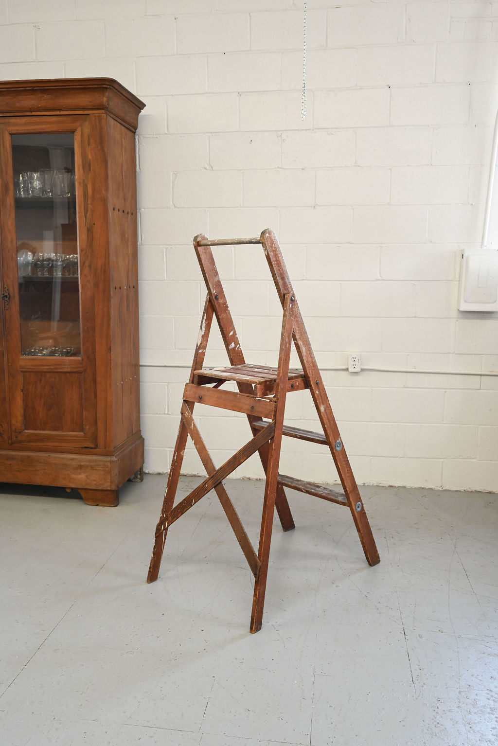 vintage french folding wood painter's ladder