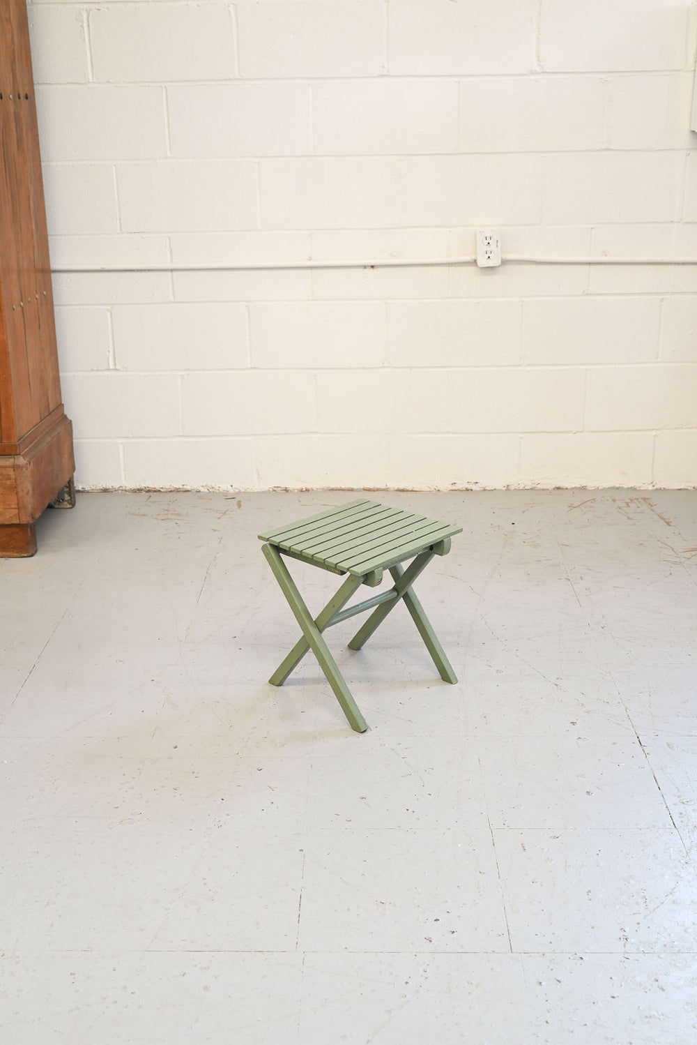 vintage french green folding stool