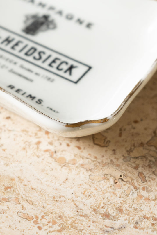 vintage french porcelain advertising ashtray, “piper-heidsieck champagne”