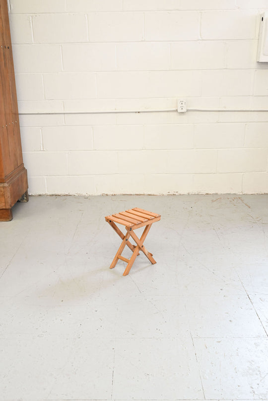 vintage french petite wood folding stool