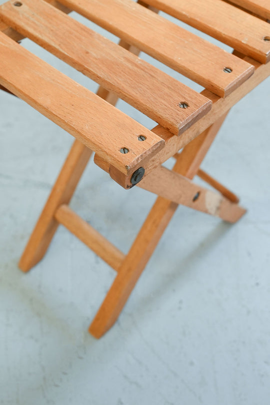 vintage french petite wood folding stool