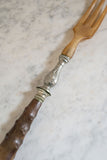 antique French horn and silver repousse serving fork