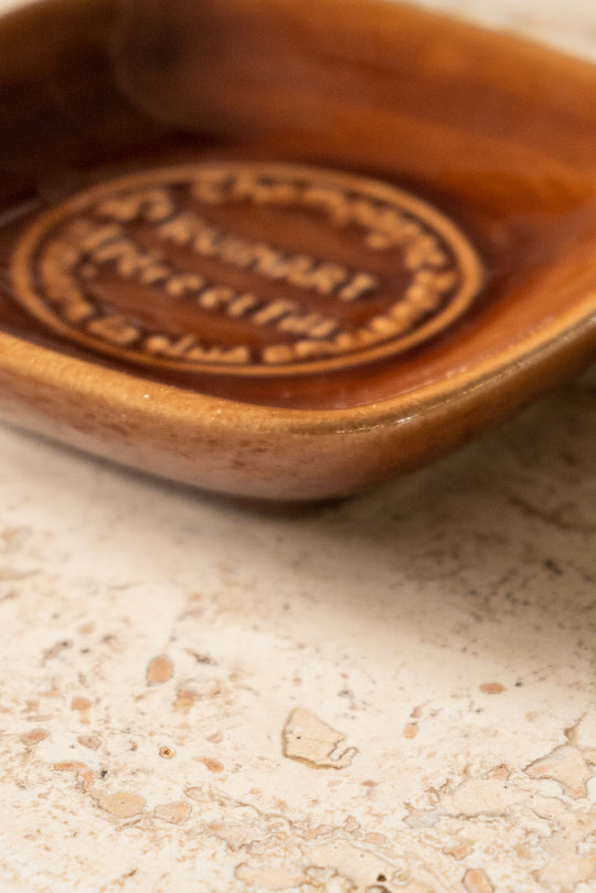 vintage french pottery advertising ashtray, “ruinart champagne”