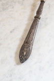 antique French horn and silverplate repousse serving spoon