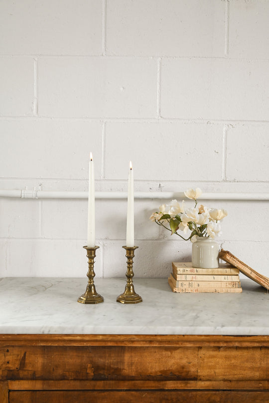 pair of vintage french brass candlesticks i