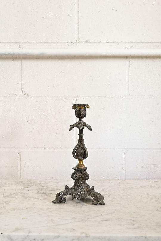 vintage french ormolu and brass candle holder