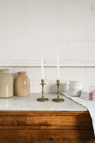 pair of vintage french brass candlesticks