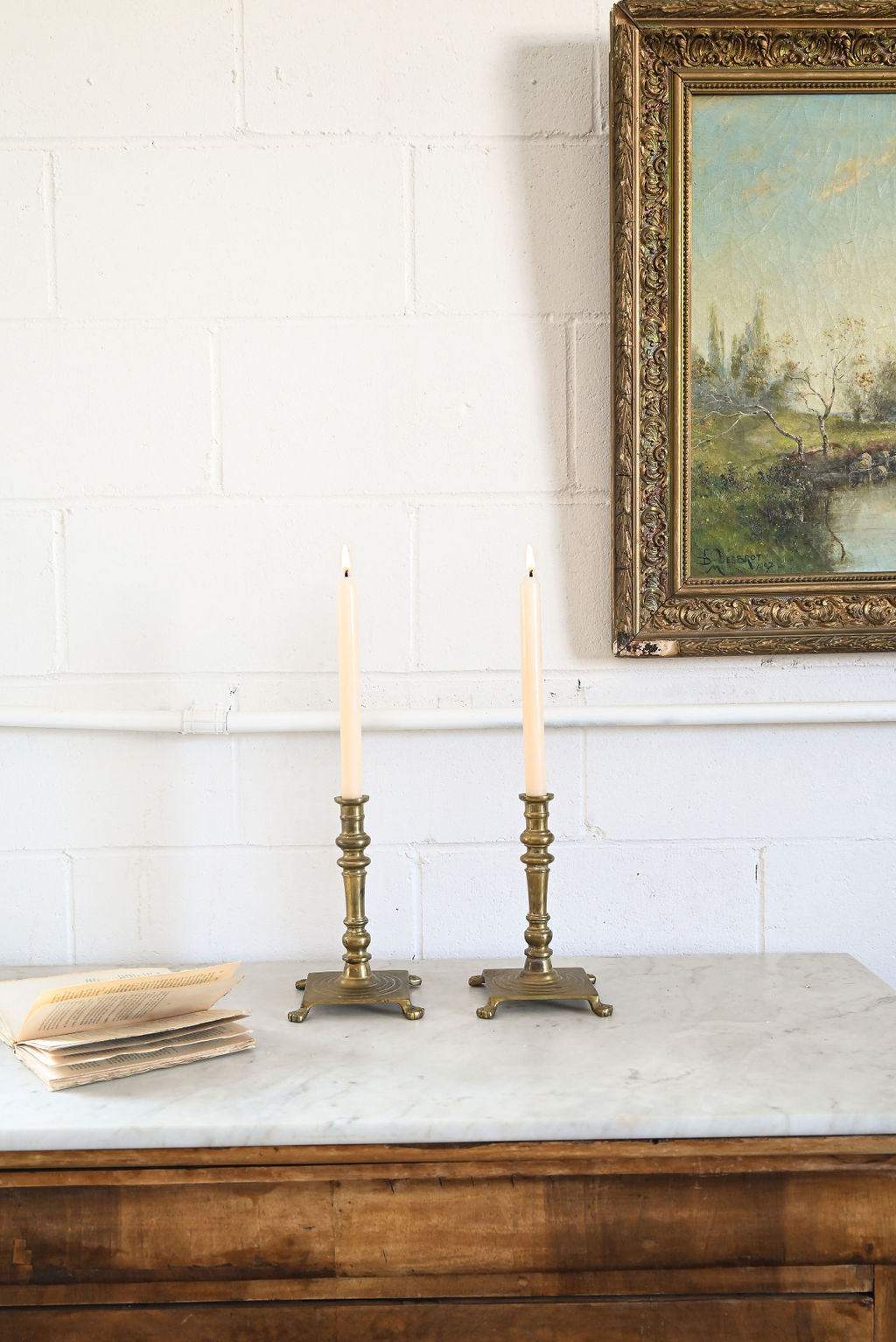 vintage french claw footed candlesticks