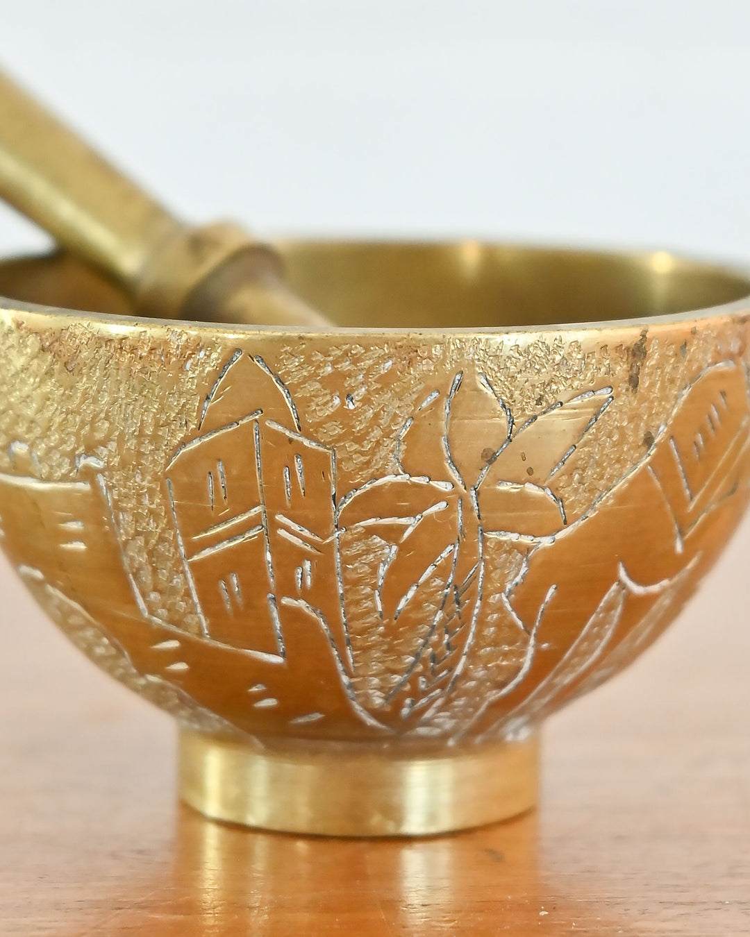 vintage french etched mortar and pestle
