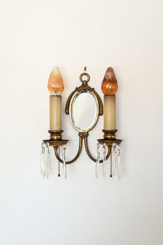 antique beveled mirrored wall sconce