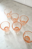 set of vintage french pink liqueur glasses