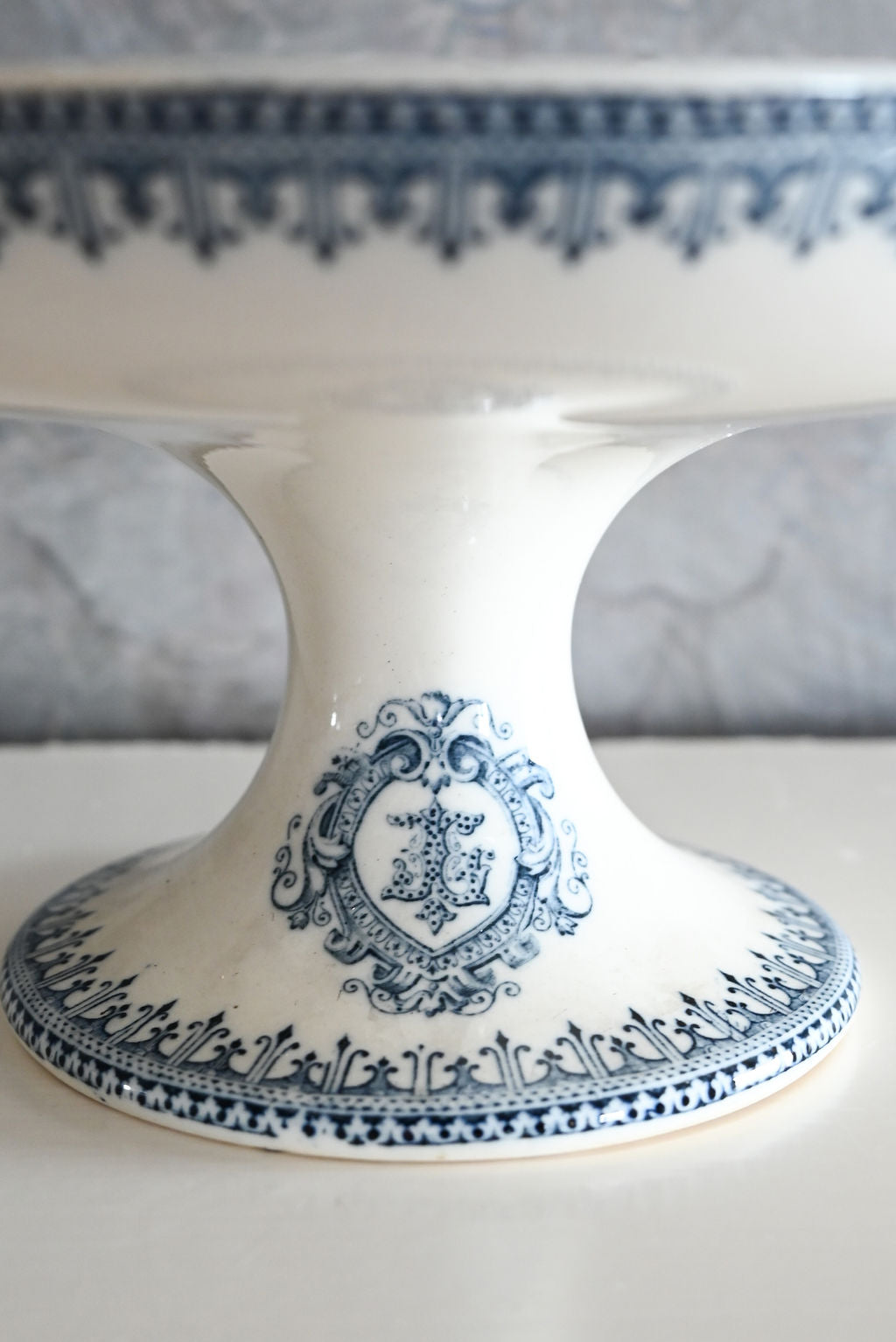 antique french transferware compotier