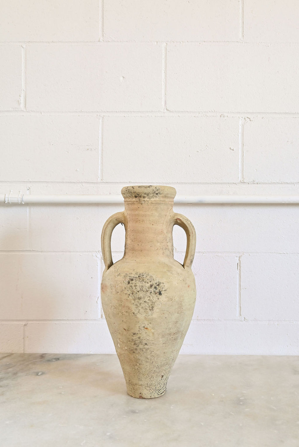 vintage French whitewashed terracotta amphora