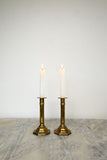 pair of french vintage brass pillar candlesticks