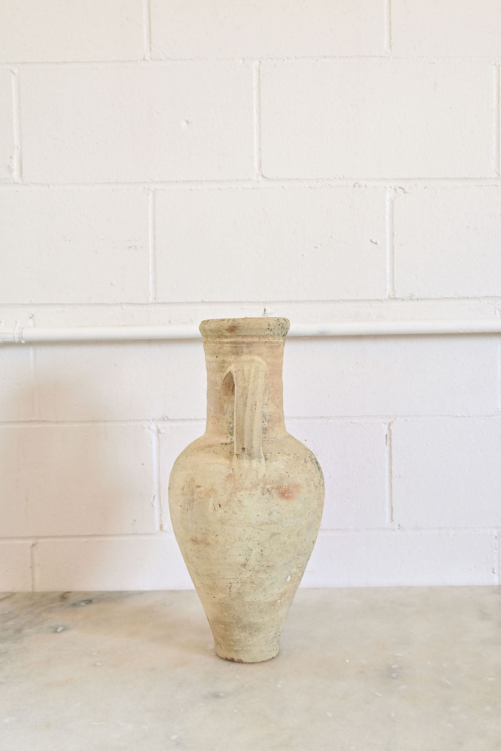 vintage French whitewashed terracotta amphora