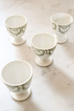 antique transferware egg cups, set of 4