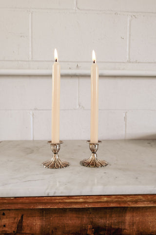 pair of vintage french silver candlesticks
