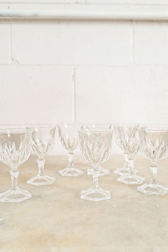 vintage french wine glasses, set of 8