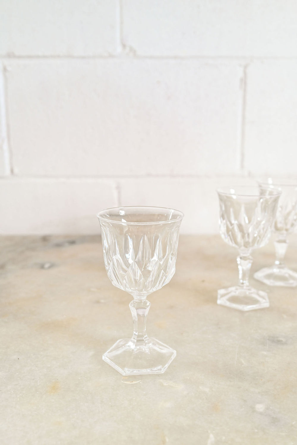 vintage french wine glasses, set of 8