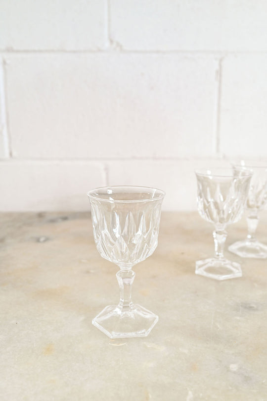 vintage french wine glasses, set of 8