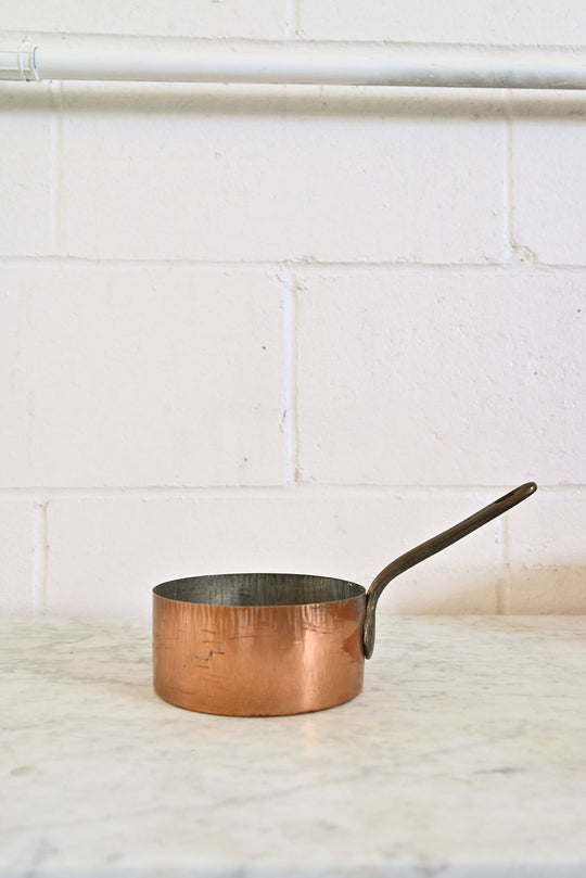 graduated set of 5 vintage french copper pots