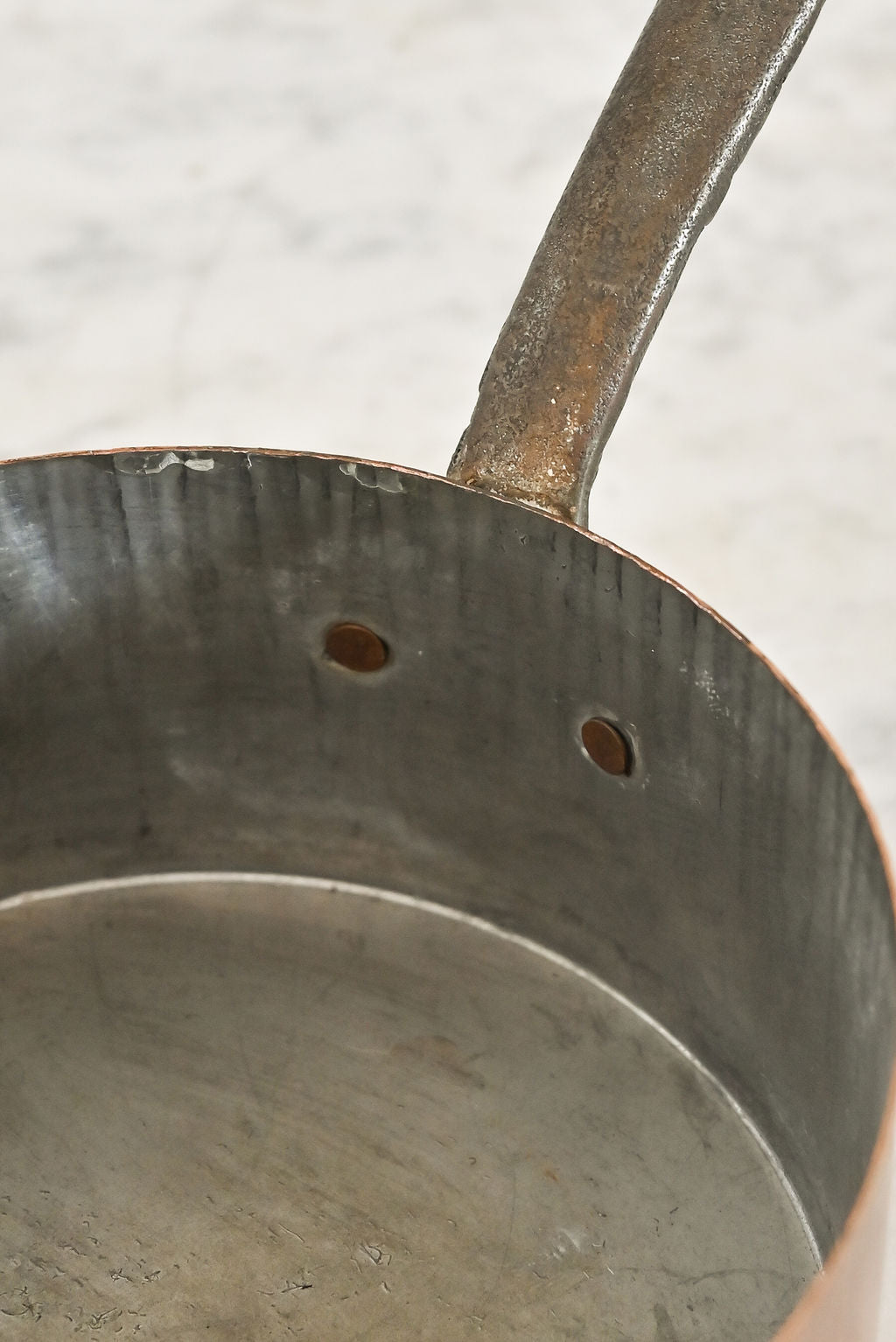 graduated set of 5 vintage french copper pots