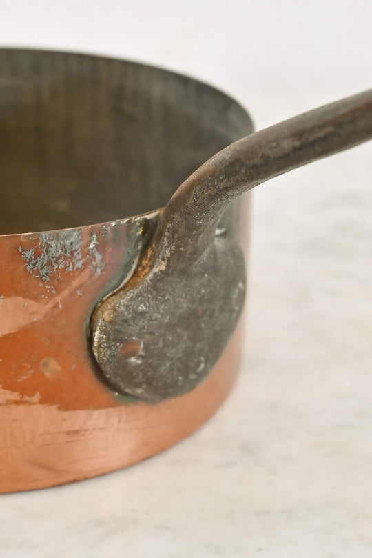 graduated set of 5 vintage french copper pots